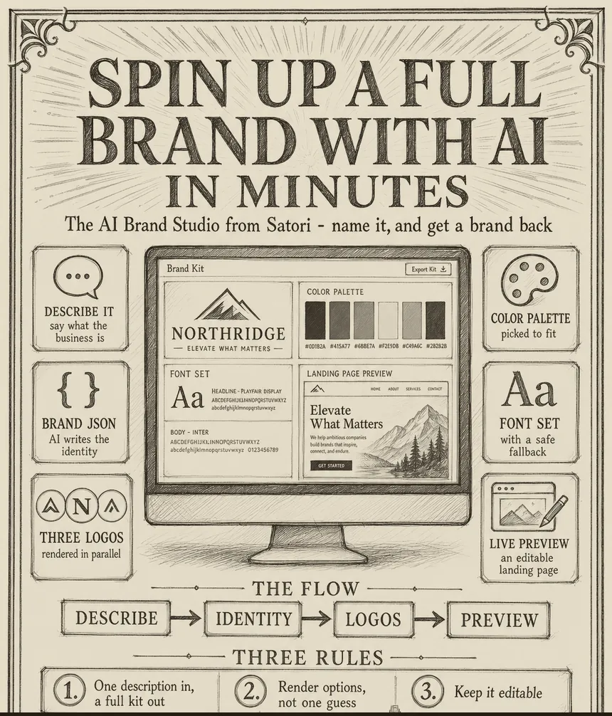 Hand-drawn blueprint: How to spin up a full brand with AI in minutes
