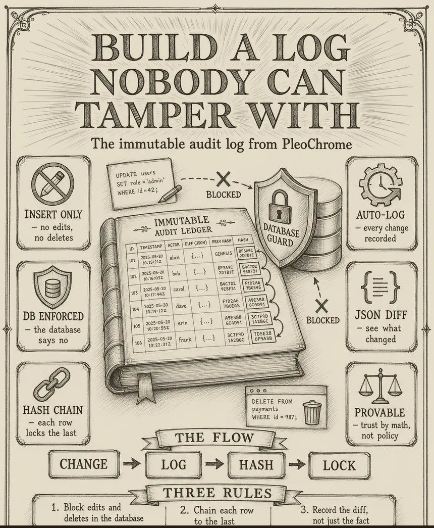 Hand-drawn blueprint: How to build a log nobody can tamper with
