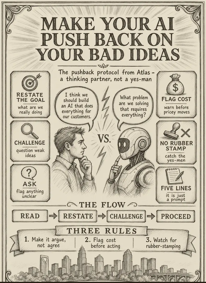 Hand-drawn blueprint: How to make your AI push back on your bad ideas