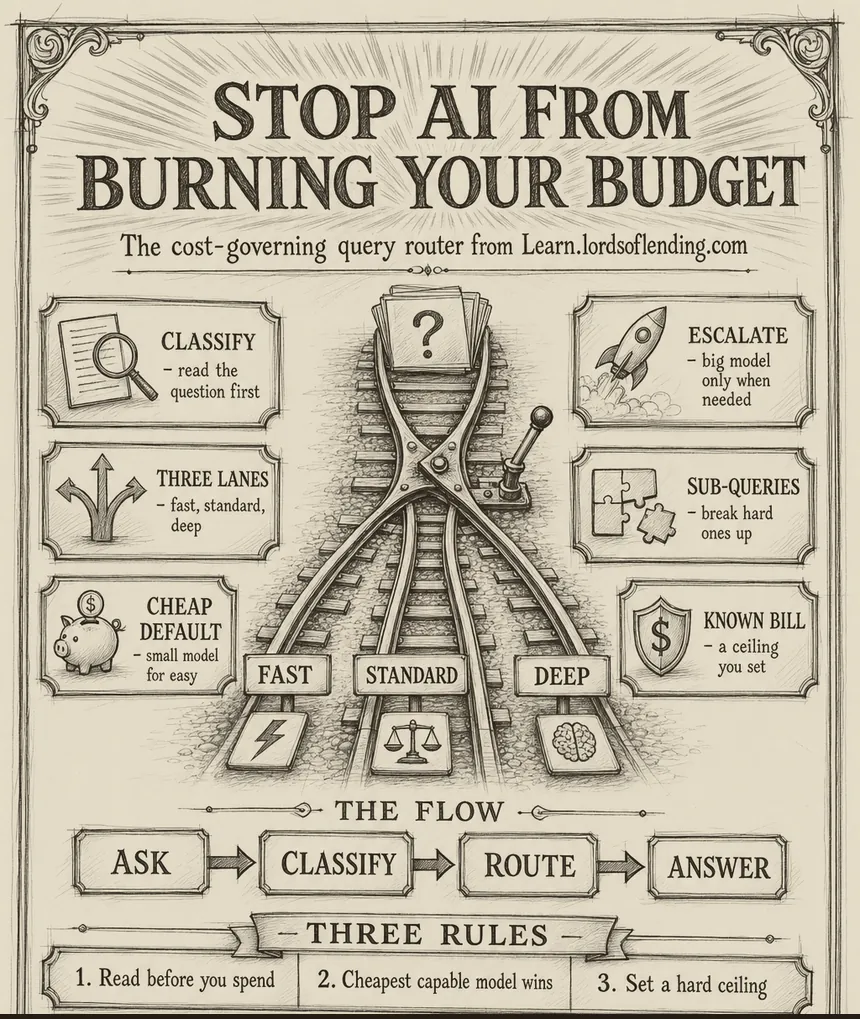 Hand-drawn blueprint: How to stop AI from burning your budget