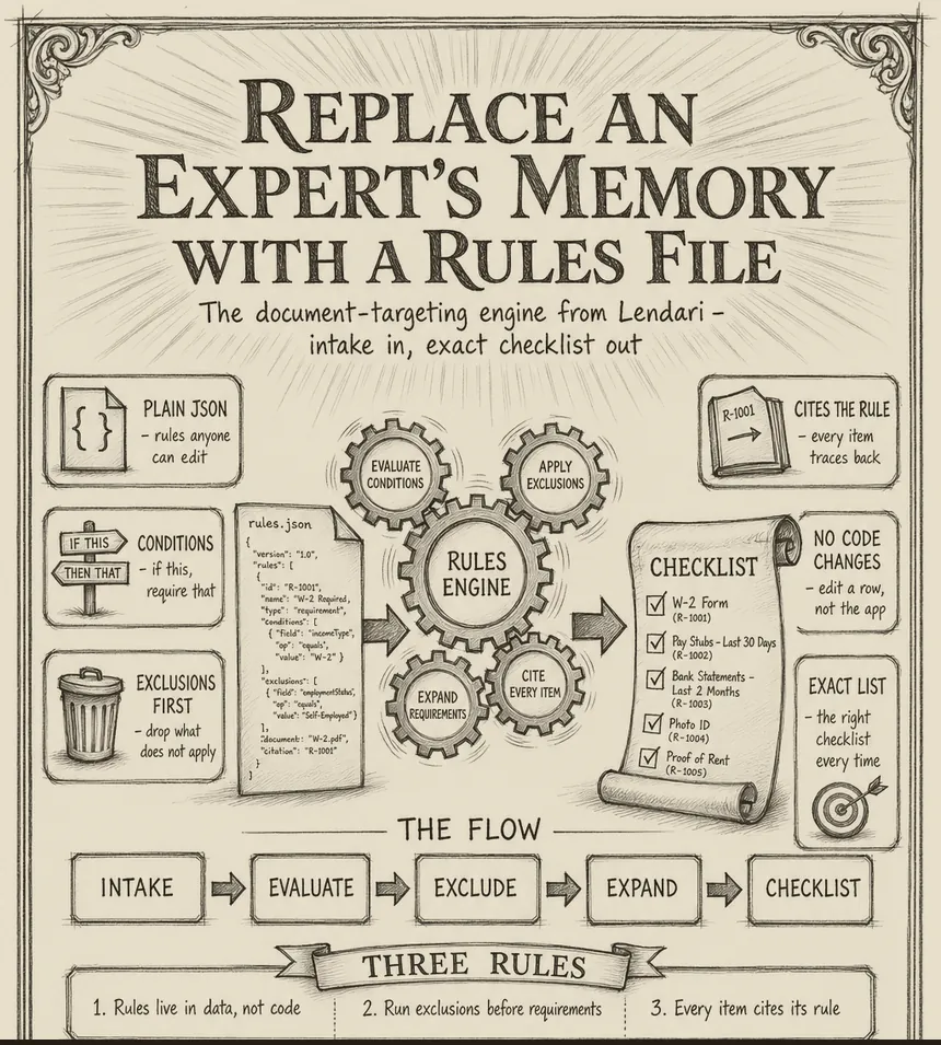 Hand-drawn blueprint: How to replace an expert’s memory with a rules file