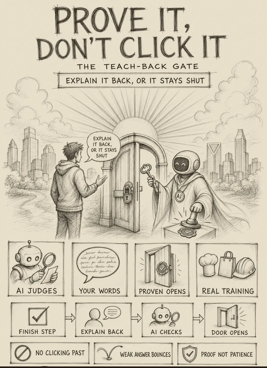 Hand-drawn blueprint: Most “training complete” checkmarks are a lie